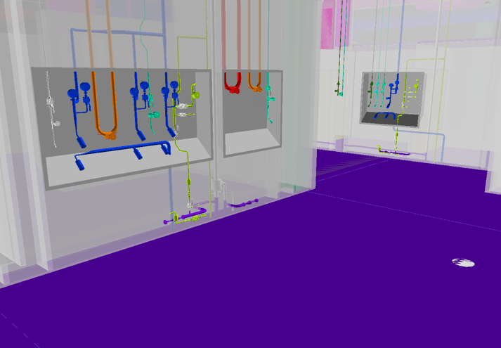 3D process utility integration design for modular cleanrooms